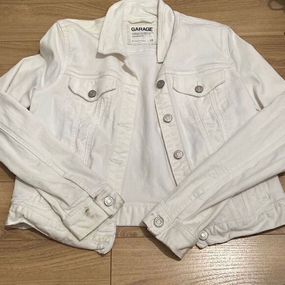 Garage white denim jacket size large - Picture 1 of 6